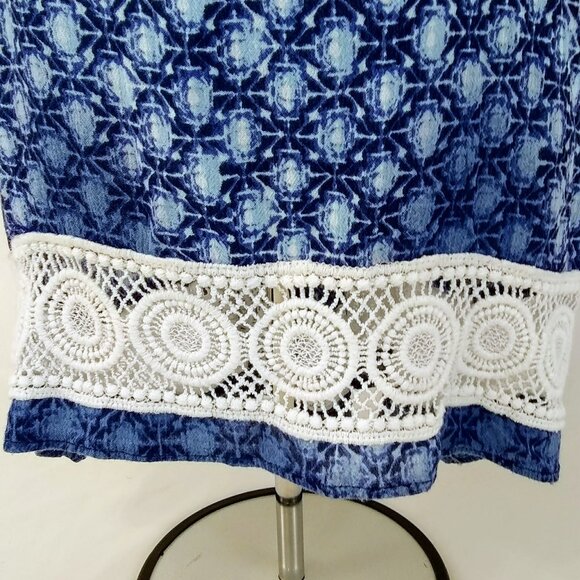 Earl Jeans Women's Tank Top With Crochet Boho Asymmetrical Shirt  Size Medium - Picture 2 of 4